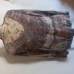 One World Women's Top Deep V-Neck Colorful  Size Large